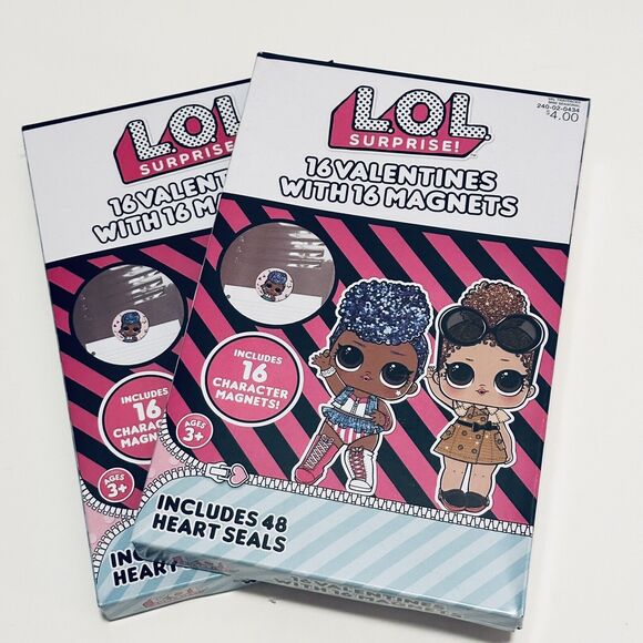 2 Boxes of LOL Surprise Valentines Cards  School Classroom w/ Matching Magnets - Picture 1 of 4